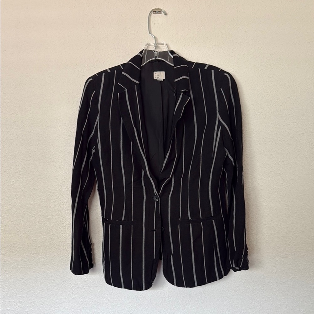 a new day Black and White Striped Blazer